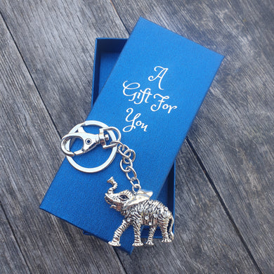 Wild grey elephant keyring keychain boxed gift 