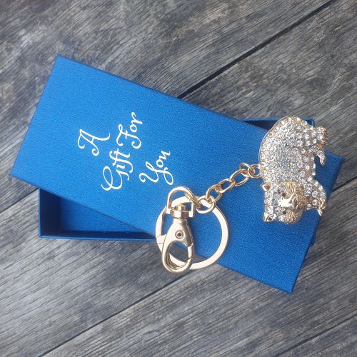 Australian Wombat Keyring Boxed Gift | Silver - Gold Cute Aussie Wombat Keychain