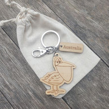 Load image into Gallery viewer, Pelican Wooden Keychain Keyring Bag chain | Australian Made Gifts | Tourist Gifts
