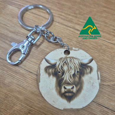 Australian Made Keychain | Highlander Cow Cute Image | Cute Highlander Gifts