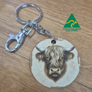 Australian Made Keychain | Highlander Cow Cute Image | Cute Highlander Gifts