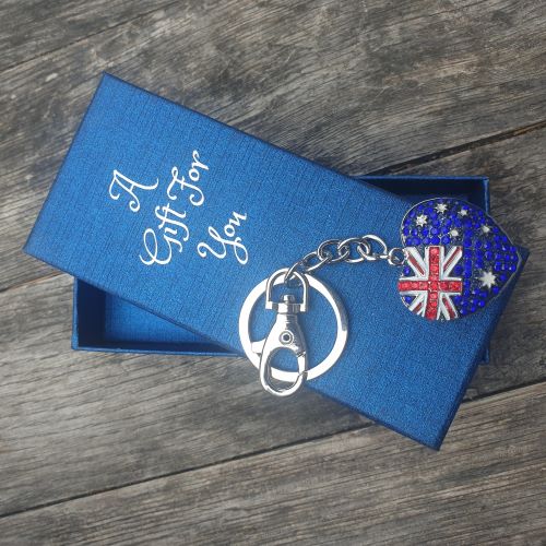 Australian flag heart shaped keyring keychain bag chain boxed gift. Tourism souvenir gifts