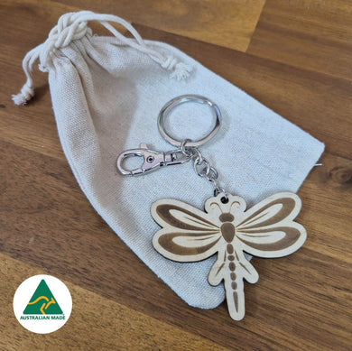 Dragonfly Timber Keychain Keyring Bag chain | Australian Made Gifts | Sustainable Gifts