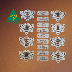 Bee Gifts | Adorable Australian Made Timber Bee Keychains With Assorted Bee Sayings | Display Stand