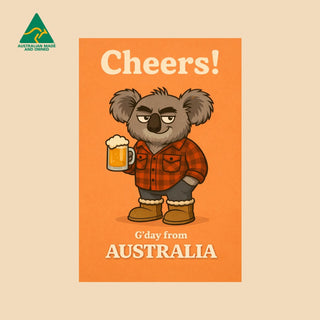 Australian Made Bogan Koala Beer drinking aussie iconic animal postcard