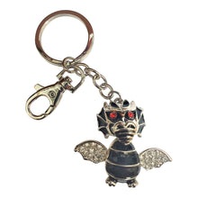 Load image into Gallery viewer, mythical magical black &amp; silver dragon keyring keychain gift 