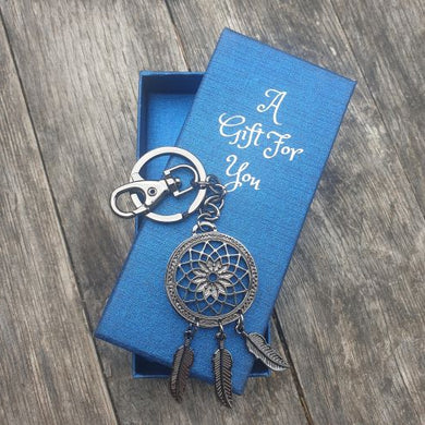 Gun black metal dream catcher keyring keychain boxed gift 