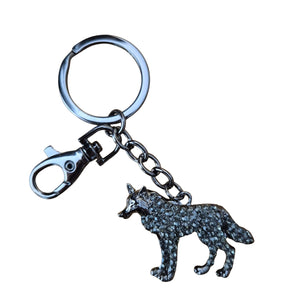 Black wolf keyring keychain bag chain gift 