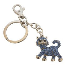 Load image into Gallery viewer, Cat Keyring Gift | Cute Blue Bowtie Pussy Cat Keychain Bag Chain | Cat Lovers Gift