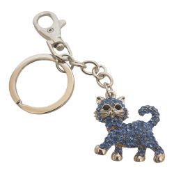 Cat Keyring Gift | Cute Blue Bowtie Pussy Cat Keychain Bag Chain | Cat Lovers Gift