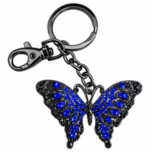 Load image into Gallery viewer, blue &amp; BLACK LARGE BUTTERFLY KEYRING KEYCHAIN BAG CHAIN GIFT. butterfly TRANSFORMATION GIFTS