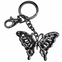 Load image into Gallery viewer, Butterfly Blue &amp; Black Keychain | Large Butterfly Bag Chain Keyring | Gun Black Metal Stunning Bling Rhinestone Accessory