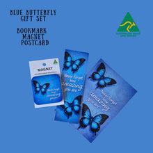 Load image into Gallery viewer, Gift Pack | Blue Butterfly Gift Set | Never Forget How Amazing You Are  Bookmark - Magnet &amp; Postcard
