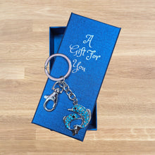 Load image into Gallery viewer, Blue dolphin &amp; baby keychain boxed gift 