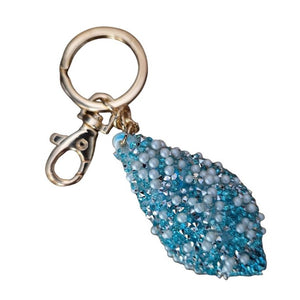 Seaside Shell Keychain | Large Blue Seaside Shell Bag Charm | Keyring Ocean Gift