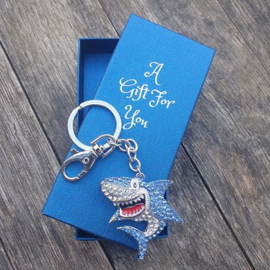 Blue shark keyring keychain bag chain boxed gift