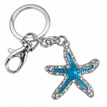 Load image into Gallery viewer, aqua blue ocean starfish keyring keychain bag chain gifts
