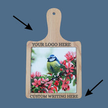 Load image into Gallery viewer, Blue Tit Bird Customer Engraved Cheeseboards | Price Includes 6 Custom Engraved Cheeseboards