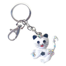 Load image into Gallery viewer, Cat Keyring Gift | White Cute Cat Keychain | Cat Lovers Cat People Gifts