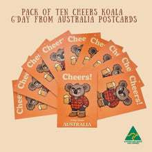 Load image into Gallery viewer, POSTCARDS | Pack Of 10 | Wozza The Koala | Cheers Aussie Koala | G'Day From Australia | Australian Made