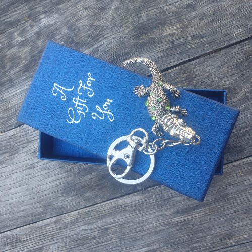 Silver Australian crocodile keyring keychain bag chain boxed tourism gift 