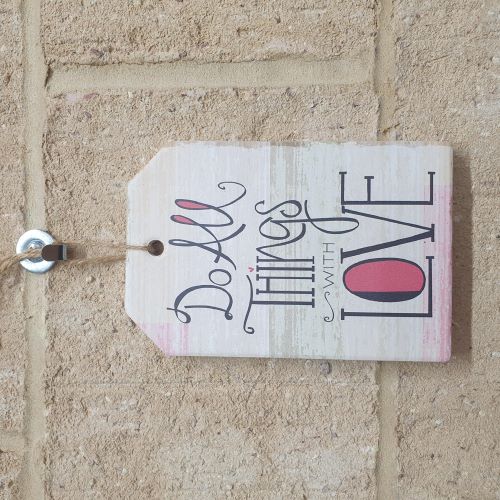 Love Gifts |  Do All Things With Love Hanging Ceramic Plaque Sign | Positive Gift