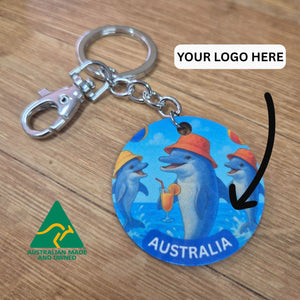 Australian Made Keychain | Custom Made Your Logo | Playful Dolphins Australiana Gift | Tourism Australia