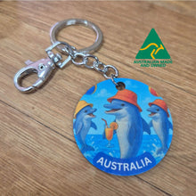 Load image into Gallery viewer, Australian Made dolphin cartoon keyring keychain Australiana gift 