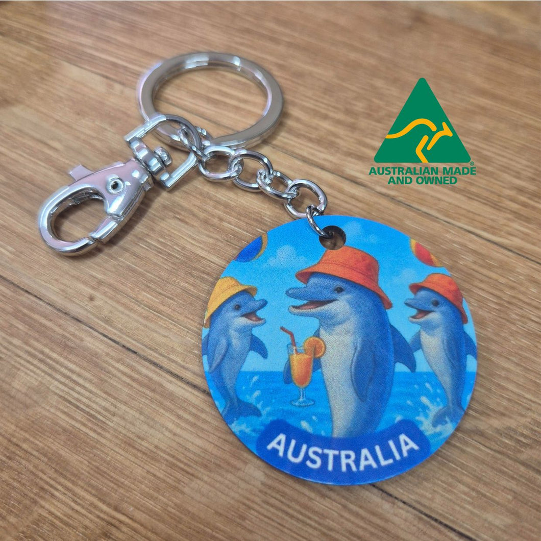 Australian Made dolphin cartoon keyring keychain Australiana gift 