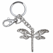 Load image into Gallery viewer, Dragonfly Keychain | Blue &amp; Silver Dragonfly Keyring | Dragonfly Bag Chain Gifts