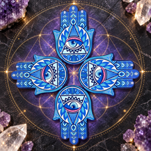 Load image into Gallery viewer, Hamsa Hand Of Protection | Coasters Set Of 4 Gift Set | Evil Eye Gift | Blue Hand
