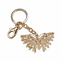 Load image into Gallery viewer, Moth Keychain | Green Moth Gold Metal Keyring - Bag Chain Gift | Transformation Inner Light Gift