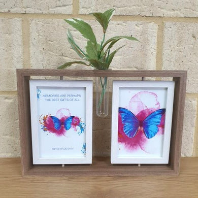 Stand Alone Turning Planter Photo Frame Dark Wooden Display | 6 x 4