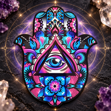Load image into Gallery viewer, Hamsa Hand Of Protection Trivet | Plate | Hanging Sign | Colourful Ceramic Gift