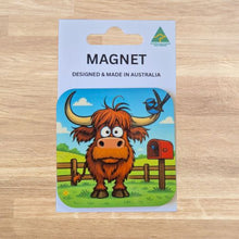 Load image into Gallery viewer, Helen the highlander hippy cow Australian made magnet highlander gift