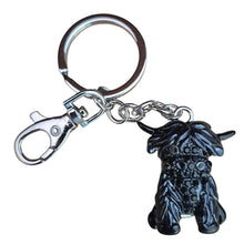 Load image into Gallery viewer, Black Highlander Cow Keyring Keychain Gift 