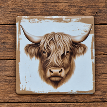Load image into Gallery viewer, highlander ceramic cow coasters cow highlander gifts table coasters 