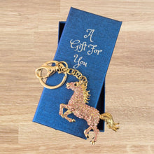 Load image into Gallery viewer, Pink horse keyring keychain boxed gift 