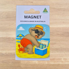 Load image into Gallery viewer, funny cartoon koala at the beach Australian made magnet gift 
