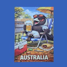 Load image into Gallery viewer, Australiana Funny Postcard Display Stand | 96 Assorted Cartoon Australiana Postcards | Small Wooden Display Stand
