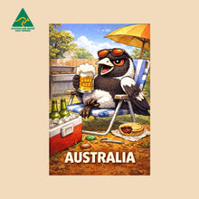 Load image into Gallery viewer, Backyard australian magpie bbq postcard made in australia 