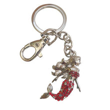 Load image into Gallery viewer, Mermaid Red &amp; Silver Keyring Gift |  Keychain Bag Chain | Mythical Water Creature