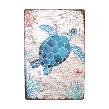 Load image into Gallery viewer, Blue ocean turtle metal sign gift turtle lovers gifts 