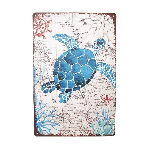 Blue ocean turtle metal sign gift turtle lovers gifts 