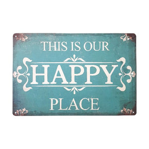 This metal sign is the perfect gift for any home, boldly declaring "This Is Our Happy Place". Crafted with durable metal, it adds a touch of charm to any space. Share the joy and positive message of home with loved ones.