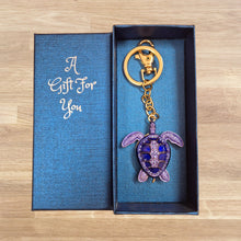 Load image into Gallery viewer, Turtle Keyring Boxed Gift | Blue Purple Turtle Keychain Ocean Gift | Bag Chain | Bag Charm
