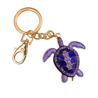 Blue & purple turtle keyring keychain gift 