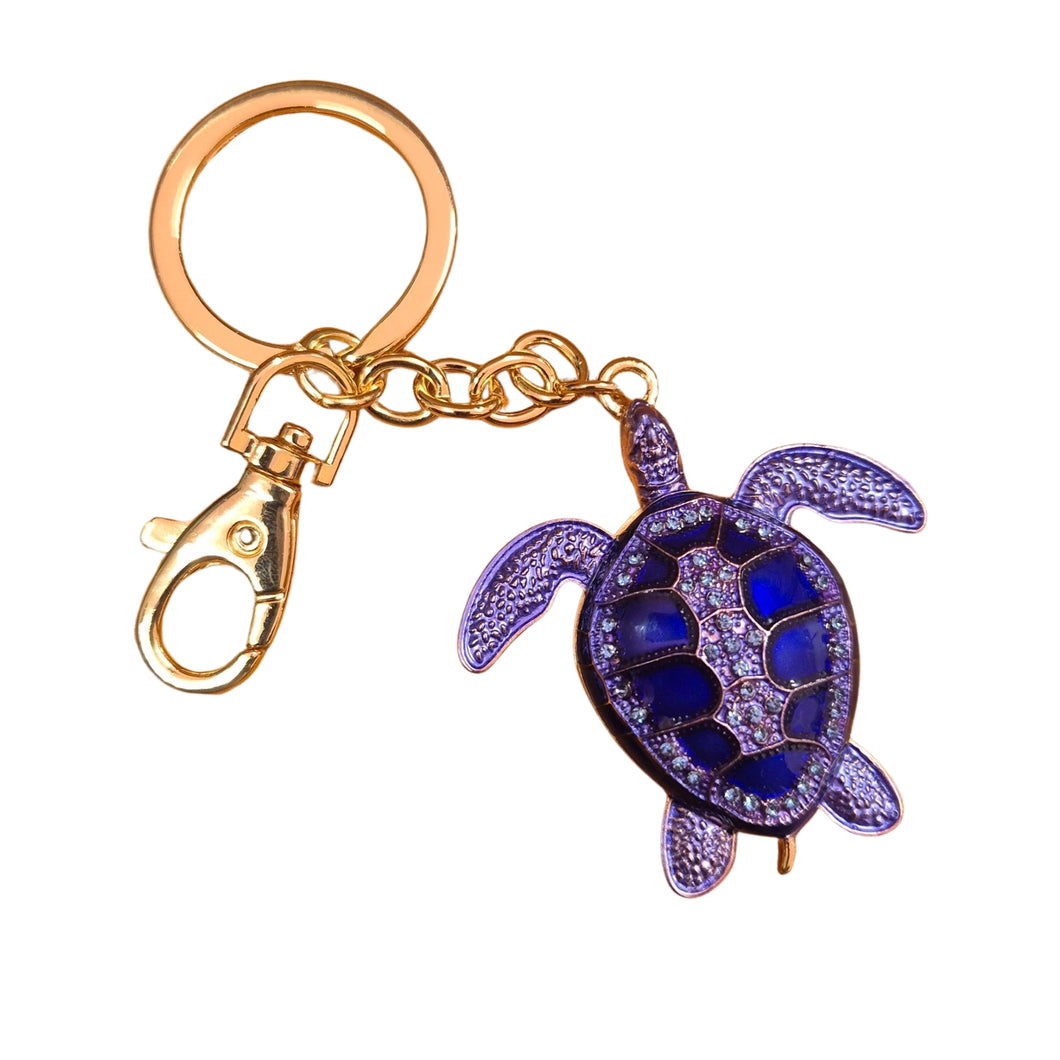 Blue & purple turtle keyring keychain gift 