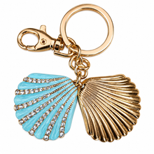 Load image into Gallery viewer, Blue ocean pearl clam keyring keychain bag chain ocean lovers gift