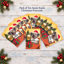 Load image into Gallery viewer, Koala Aussie Christmas Postcards | Pack Of 10 | Funny Aussie Merry Christmas Koala &amp; Beer